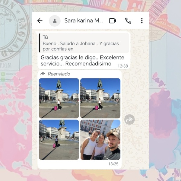 Mensaje de agradecimiento de pasajera de Mia Travelling