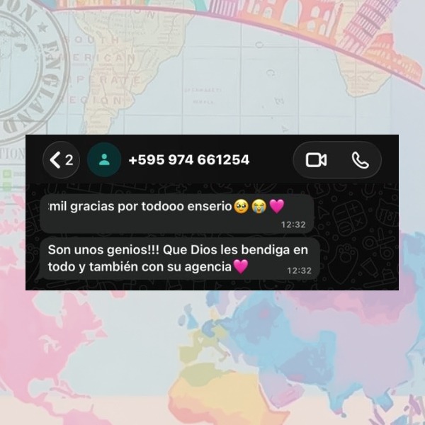 Mensaje de agradecimiento de pasajera de Mia Travelling