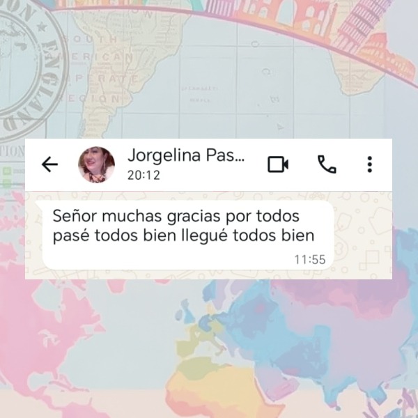 Mensaje de agradecimiento de pasajero de Mia Travelling